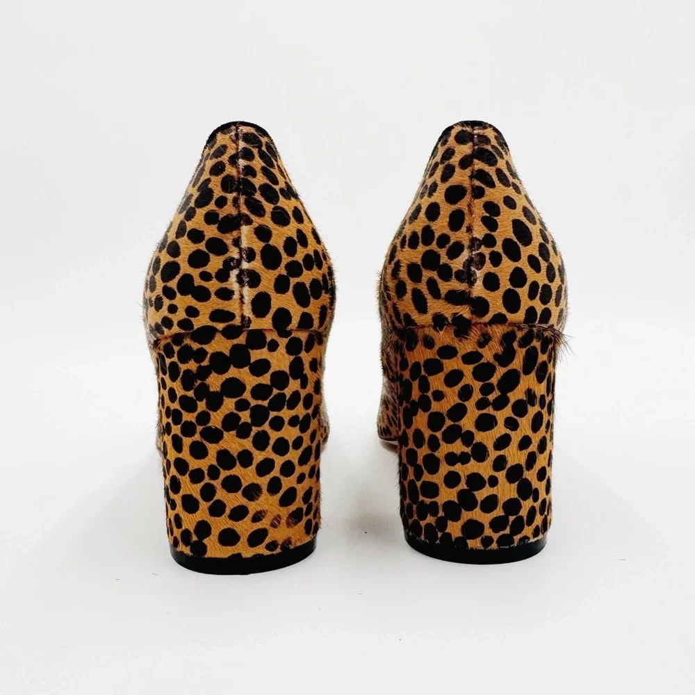 Anthropologie Leopard Print Block Heel Pumps in Tan and Black